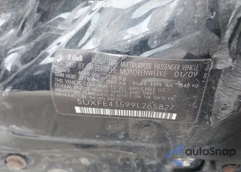 2009 BMW X5 xDrive30I из США, поврежденный, VIN 5UXFE43599L265827